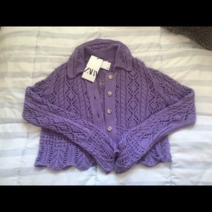 Zara purple cardigan brand new
